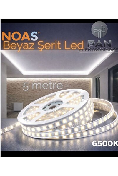 Noas 5 Metre Beyaz LED Şerit Iç Mekan Aydınlatma 12 Volt 3 Chipli | Ev Mutfak Dolap Altı – Beyaz-Noas
