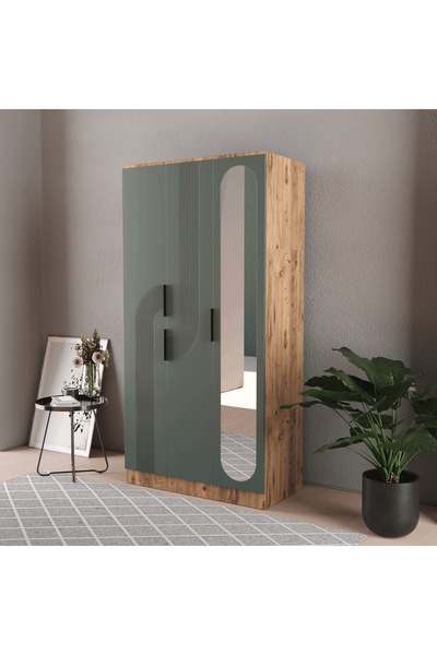 Teen & Bright EKİN 3 KAPAKLI EKO BAZALI GARDIROP - MDF KAPAK