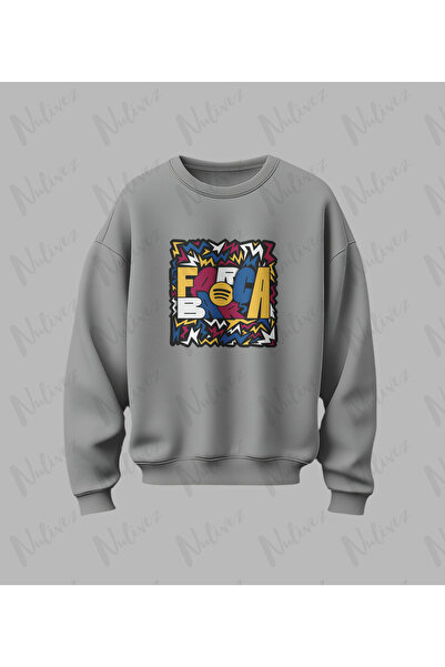 Nulivez Barca Design Printed High Quality Unisex Oversized O Neck Sweatshirt
