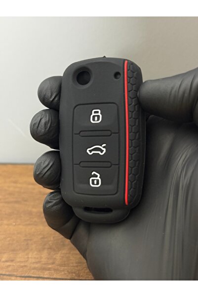 Luxe Aksesuarr Volkswagen Polo - Golf - Jetta - Caddy Husă de protecție pentru telecomandă cu model de fagure cu 3 butoane
