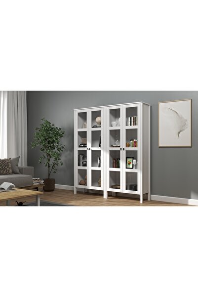 Sakura Ahşap Hunerika HELEN SET16 -vitrin/büfe takımı -Wood Beyaz-Minifiks Ba...