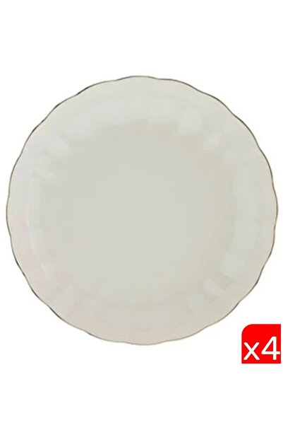 Kütahya Porselen Bone Luz Gold Mesh Deep Plate 20cm Set of 4