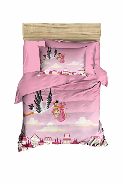 Mira Home طقم غطاء لحاف للفتيات حديثي الولادة 100% قطن ستورك