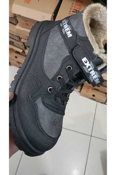 Extrem Cizme negre pentru bărbați, căptușite cu lână, cu fermoar