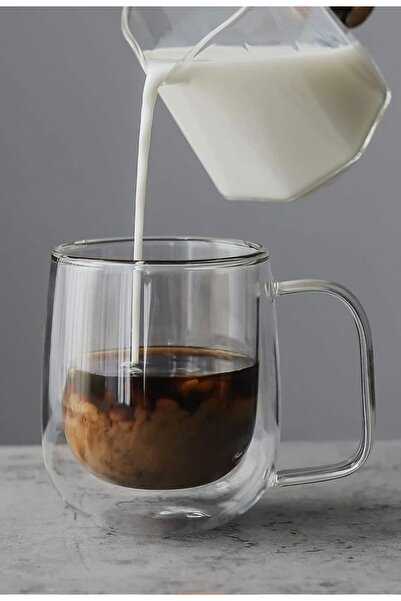 Hvc ticaret 12'li Çift Cidarlı Kahve Bardağı, Latte, Bitki Çayı Kupası 250 ml