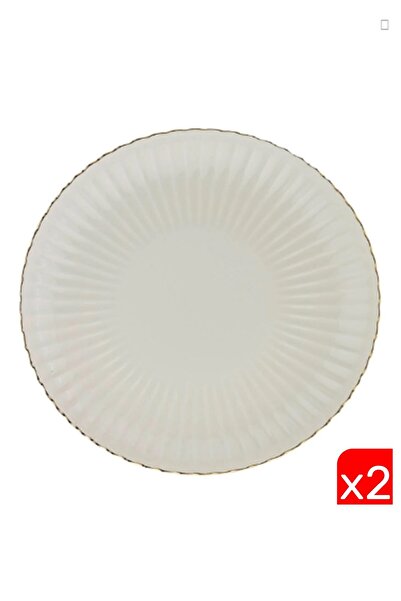 Kütahya Porselen Bone Luz Gold Mesh Serving Plate 27cm 2 Pcs