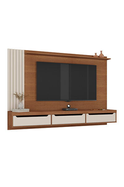ARTLY Decorative wall-mounted TV unit for 75-inch screens with 3 drawers for ...