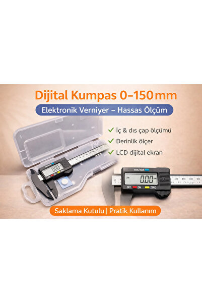 SENBANG Dijital Kumpas 0–150 mm – Elektronik Verniyer Kumpas – İç Dış Çap ve Derinlik Ölçer