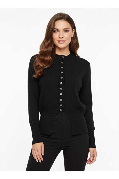 MODAM DENSTINY Women's Buttoned Slit Soft Textured Knitwear Cardigan