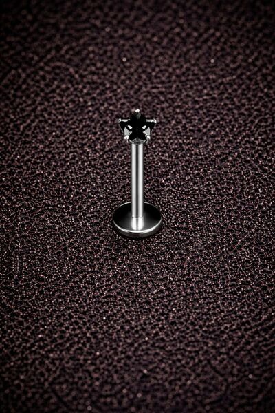 ömay takı Zirkon Yıldız Siyah 316 Cerrahi Çelik Labret Piercing