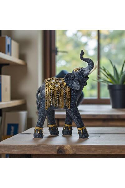 ELSELİFE Lüks Nakış İşlemeli Aynalı Feng Shui Şans Getiren Fil Heykeli Biblo ...