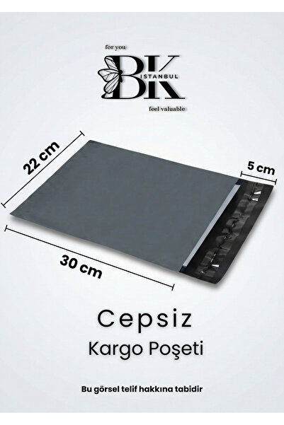 bkistanbul Kargo Poşeti Cepsiz 22x30 +5 cm Kargo Poşeti 80 Mikron İç Göstermez Gri Kargo Poşeti 50 Adet