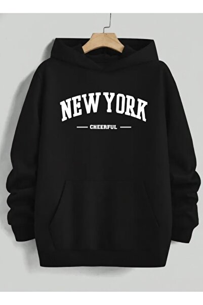 FUFLUNS سترة رياضية كبيرة الحجم مطبوعة بتصميم نيويورك المبهج