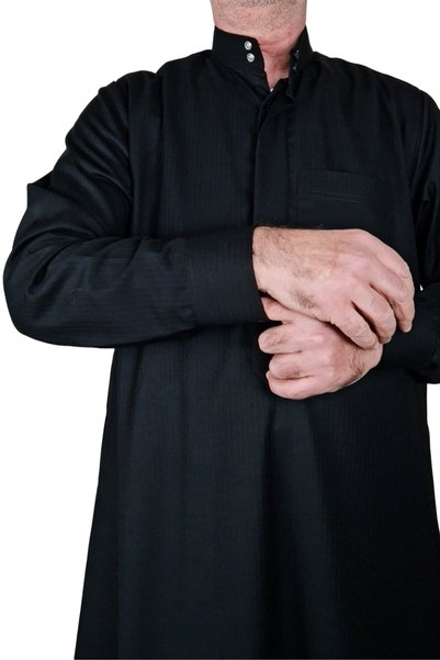 Royal Attire Hajj Umrah Clothes/Front Buttons Hidden and Long Sleeve Buttoned Pocket/Prayer Robe