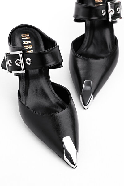 MARY Μαύρα παπούτσια με ψηλό τακούνι, Παπούτσια με λεπτό τακούνι 7 εκ., ΚΟΜΨΑ...