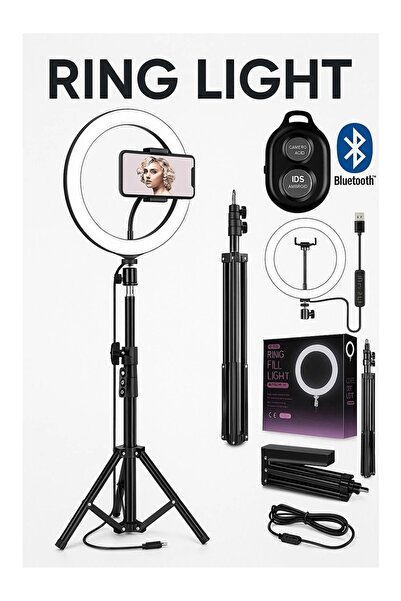 Zyga KUMANDALI ışıklı Tripot Ring Light Youtuber fotoğraf Video Çekimi tripod min. 70 cm max.2.10m