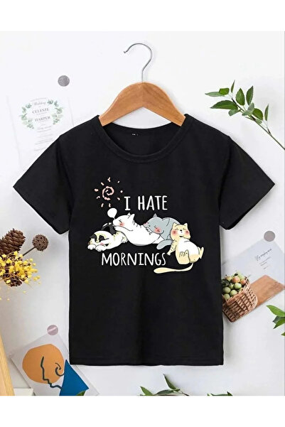 BLACK MODBLACK Tricou cu imprimeu pentru fete cu decolteu - negru