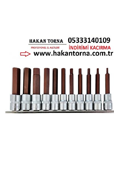 HakanTorna HT- Rico 1/2 Uzun Lokmalı Allen alyan Uç Takımı Seti 11 Parça