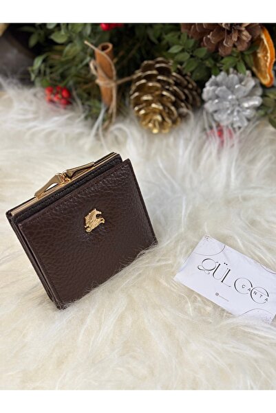 FirstRoseStore Altın Detaylı Kahverengi Kadın Cüzdanı