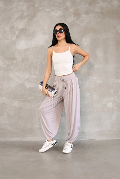 BLACK MODBLACK Osy Modal Soft Textured Fabric Shalwar Pants - Beige