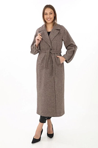 BLACK MODBLACK Women's Sleeved Apolleted Lining Cashmere Coat - Mink