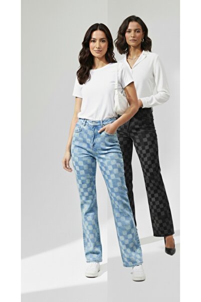 RAW Ekoseli 2.Li kombin kotpantolon siyah + mavi