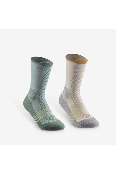 Decathlon Quechua Çocuk Outdoor Çorap - Uzun Konçlu - Yeşil - 2 Çift - Hike 500