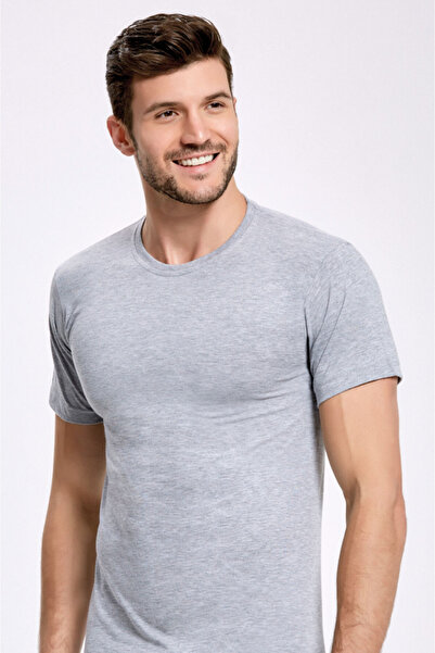 İlke قميص داخلي رجالي، 100% قطن، مقاس 0، طقم من 6 قطع باللون الرمادي