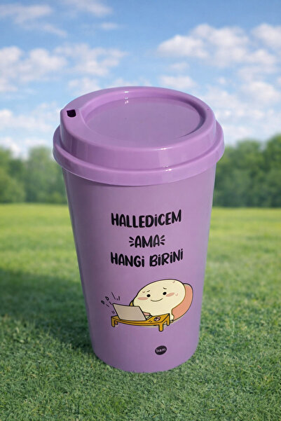 ValoriaHome BAM Kapaklı Mor Termos Bardak – Eğlenceli Yazılı, Ofis ve Günlük Kullanım