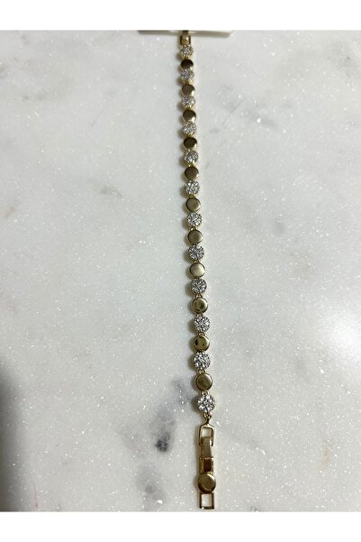Yuvarlak Taşlı 14 k Gold Bileklik