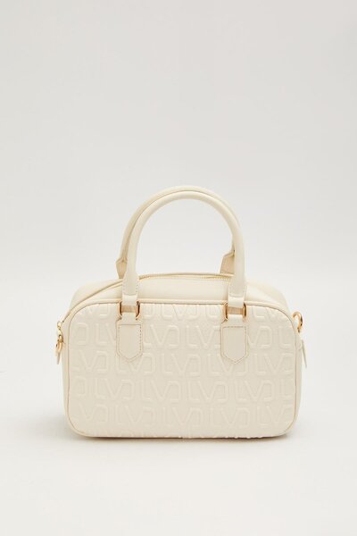 Levidor Embossed Printed Women's Medium Size Daily Hand and Shoulder Bag White