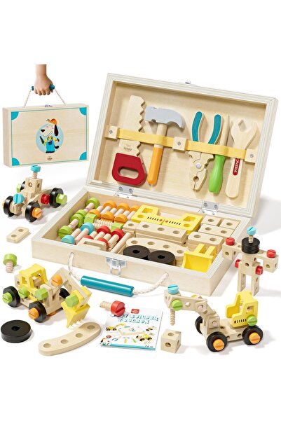 Lehoo Castle Kids Tool Set with Toolbox, Wooden Toys for 3 4 5 Years Old Boy ...