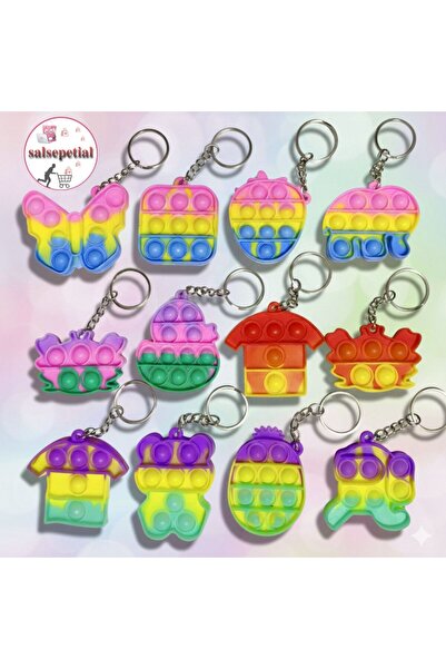 Salsepetial 12'li Popit Anahtarlık 30 Adet Hediyelik Popit Anahtarlık Doğum Günü Karne Günü Hediyelik 12,li