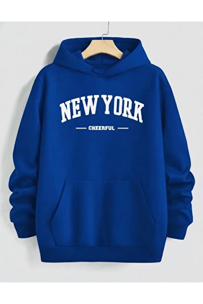 FUFLUNS سترة رياضية كبيرة الحجم مطبوعة بتصميم نيويورك المبهج