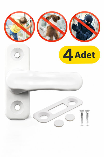 Bebek Çocuk Pimapen Pvc Kapı Pencere Emniyet Koruma Kilidi Mandalı Cam Kilidi Beyaz (4 ADET)