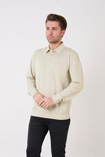 Erkek Premium Amerikan Lakost Polo Yaka Mevsimlik Uzun Kollu Sweatshirt