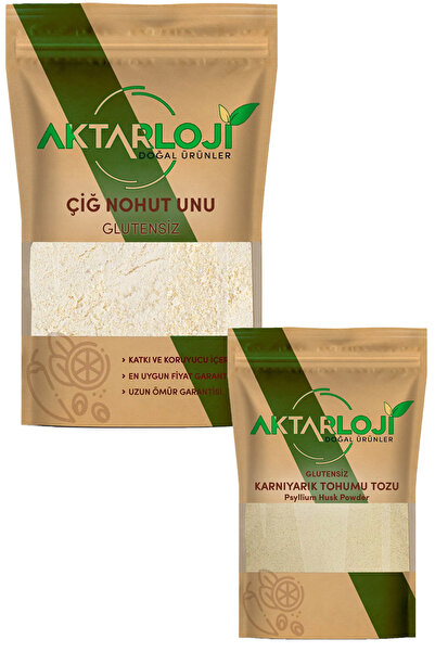 aktarloji Glutensiz 3'lü Nohut Ekmeği Seti | 500 Gr Çiğ Nohut Unu + 25 Gr Kar...