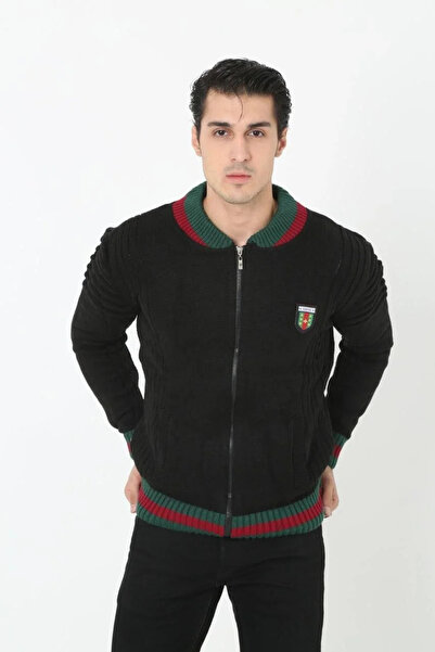 BLACK MODBLACK Men's Full Zip Knitwear Cardigan - Black