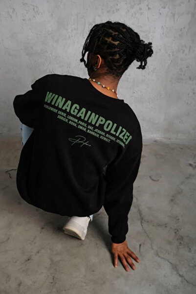 BLACK MODBLACK Men's Oversized Sweatshirt – Black Color |   Front and Back Printed, Three-Ply Cotton Fabric �