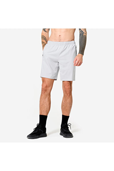 Decathlon Domyos Erkek Spor Şortu - Fermuarlı Cepli - İnci Grisi