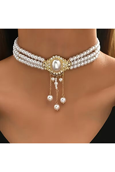 BALVA KONSEPT BOYNU SARAN SARKIT İNCİ GÖRÜNÜMLÜ KOLYE