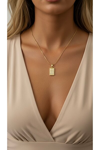 İNN JEWELLERY 316L Çelik Kolye Kararmaz Antialerjik Taşlı Külçe Altın Figürlü...