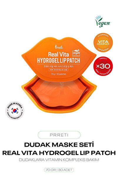 Prreti Vitamin Kompleksi Jel Dudak Maske Seti Real Vita Hydrogel Lip Patch 30 adet