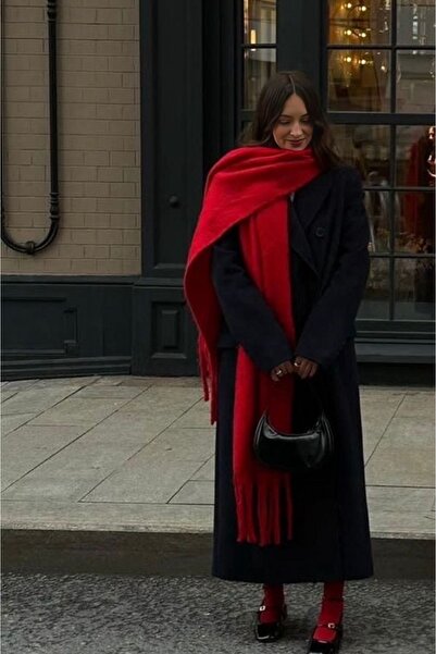 Lavian Accessories Lisa Kırmızı Puffy Yumuşak Dokulu Atkı