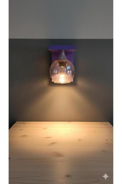 BİAVİZE Purple Wooden Transparent Glass Wall Sconce