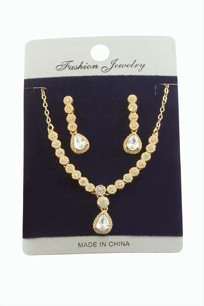 BrocksCo Damla Zirkon Taşlı Set Kolye