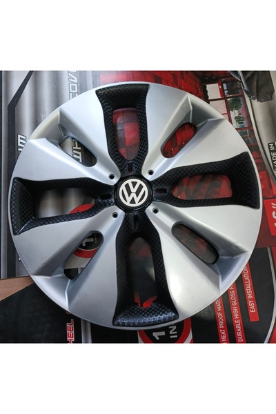 Universal Volkswagen Polo uyumlu 15 inç Çift Renk Jant Kapağı 4'lü Takım Ambl...