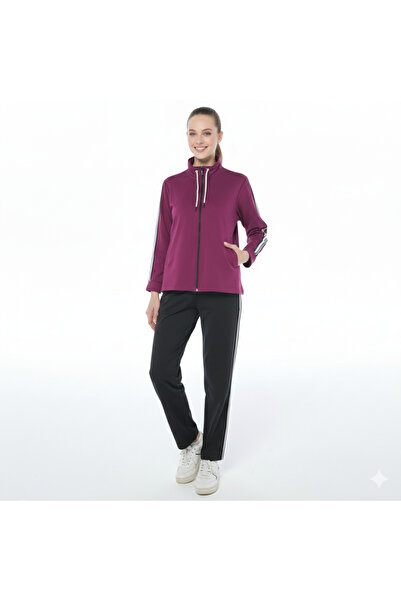 ASN concept Women's Striped Purple Tracksuit Set (with Plus Size Option)