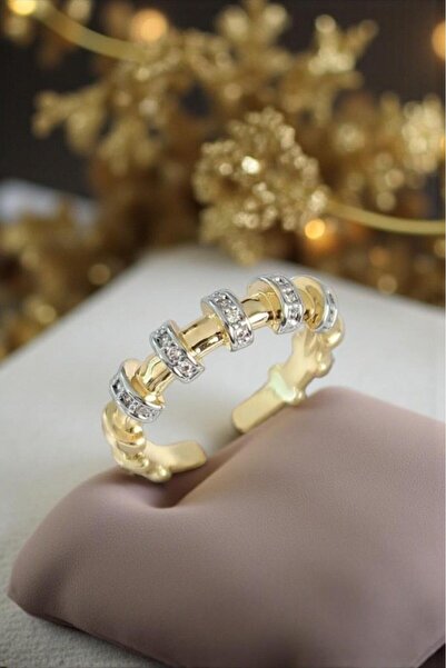 Valmont Accessories Sıralı Daire Figürlü Zirkon Taşlı Altın Sarısı Ayarlanabi...