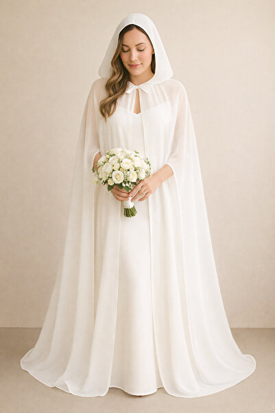 Misue Handmade Chiffon Hooded Cape+ Inner Dress, Photo Shoot, Special Occasion Outfit, Wedding Morning Gown, Maternity Set